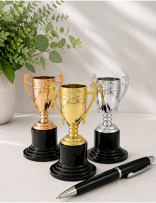 MDX501-S  - Medal - MINI statuetka PUCHAR , kolor srebrny, H-102mm, insert 50mm