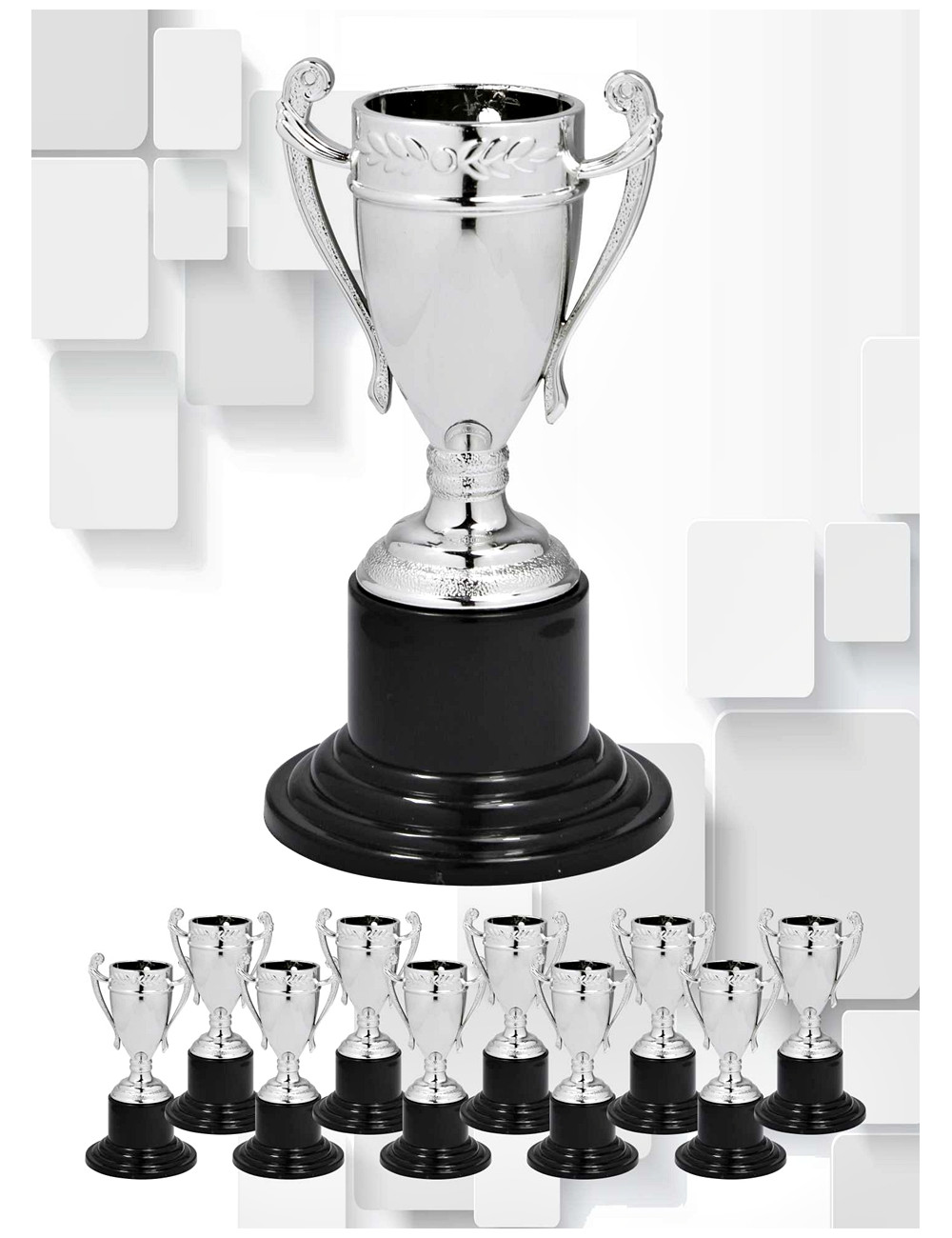 MDX501-S-10szt  - Medal - MINI statuetka PUCHAR , kolor srebrny, H-102mm, insert 50mm