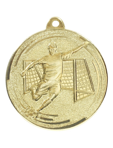 MDX605-G  medal stalowy PIŁKA NOŻNA, kolor złoty, średnica 50mm, grubość 2mm