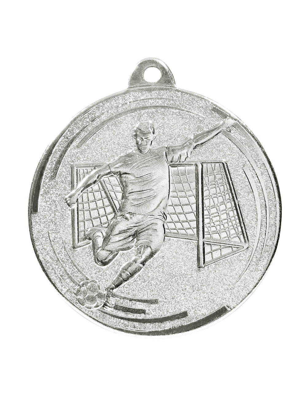 MDX605-S  medal stalowy PIŁKA NOŻNA, kolor srebrny, średnica 50mm, grubość 2mm
