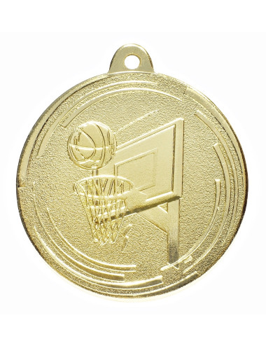 MDX607-G  medal stalowy KOSZYKÓWKA, kolor złoty, średnica 50mm, grubość 2mm