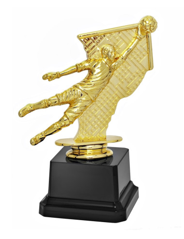 Q192-G  Statuetka plastikowa - Piłka nożna BRAMKARZ, kolor złoty, H-160mm (GBX05, tab. 44x25 mm)