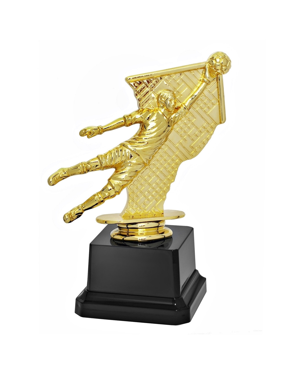 Q192-G  Statuetka plastikowa - Piłka nożna BRAMKARZ, kolor złoty, H-160mm (GBX05, tab. 44x25 mm)
