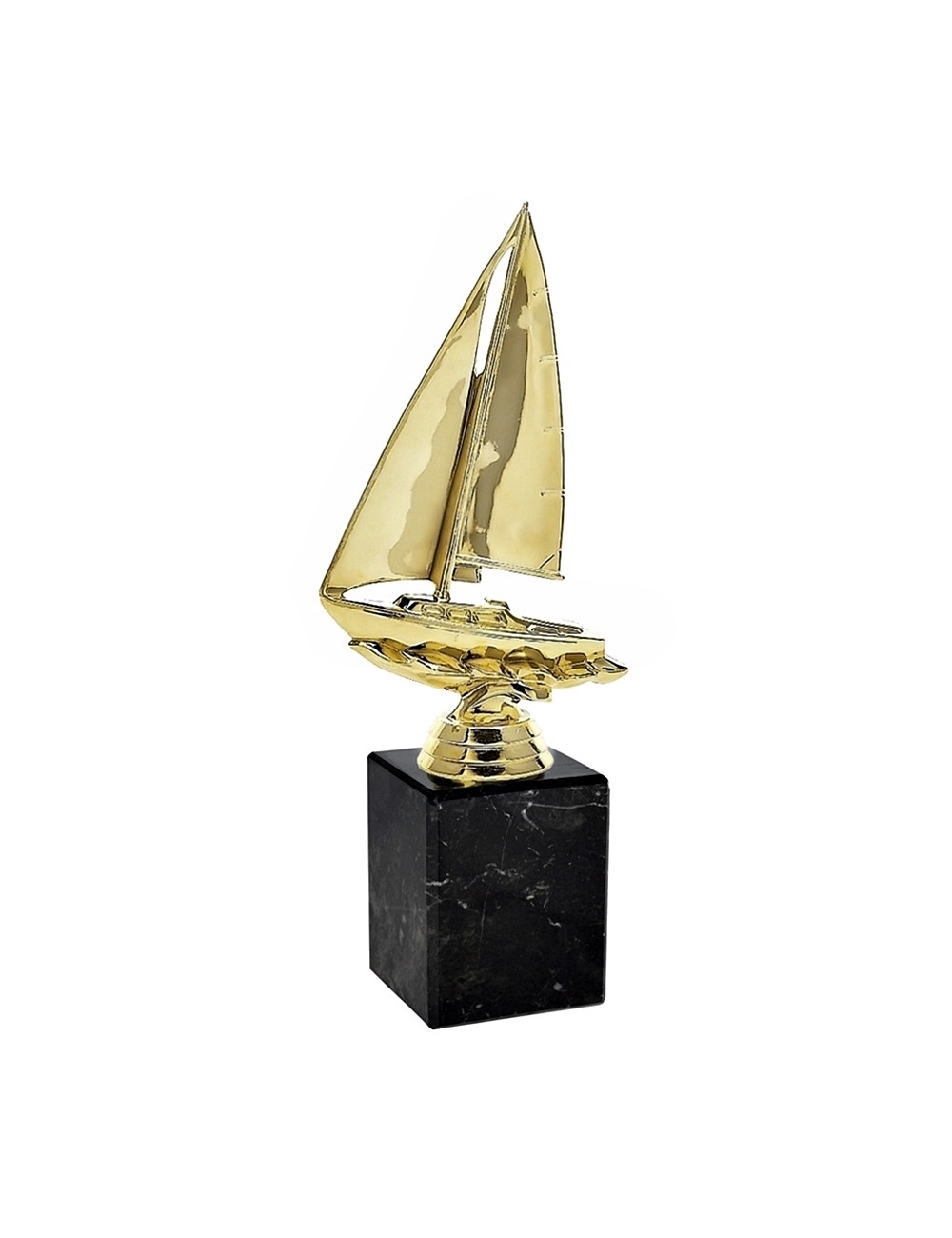 Q277-G   Statuetka - ŻAGLÓWKA na postumencie - kolor złoto-czarny  H-190mm (tab. 50x35mm / MX430)