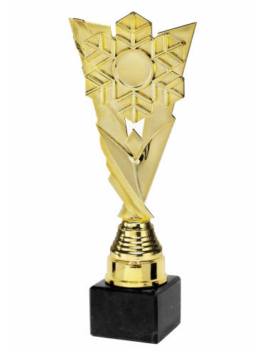 Q389A  Statuetka plastikowa SPORTY ZIMOWE - ŚNIEŻKA, kolor złoty, wysyokość H-270mm, W-95mm (tab.50x35 / MX430)  • Q389-seria • 