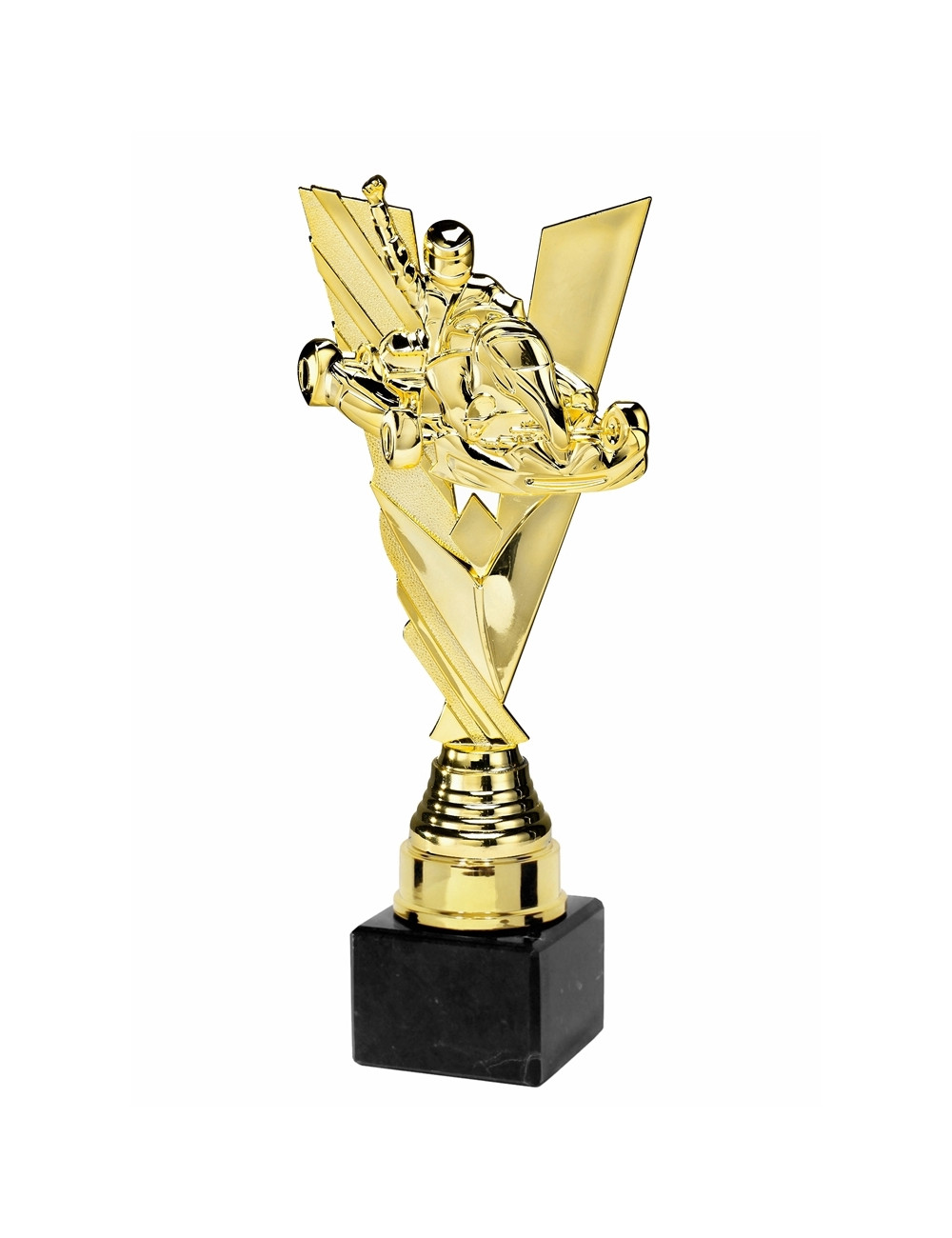 Q392B  Statuetka plastikowa KARTING, kolor złoty, wysyokość H-250mm, W-95mm (tab.50x35 / MX430)  • Q392-seria • WIELKOŚĆ: rozmia