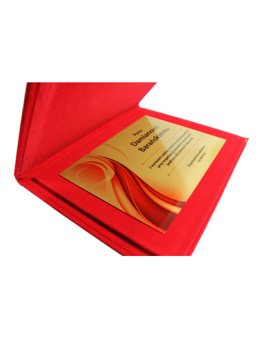 BT412-RED  - Etui welurowe na blachę graw. - rozmiar W-250mm x H-190mm (blacha W-180mm x H-135mm), (R 25-19/RED)