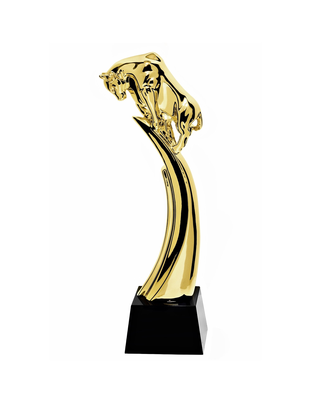 QRX003-G Statueta odlewana BYK / MODERN BULL w ozdobnym etui GIFTBOX GOLD / kryształowy postument, wysokość H-300mm, W-100mm / m