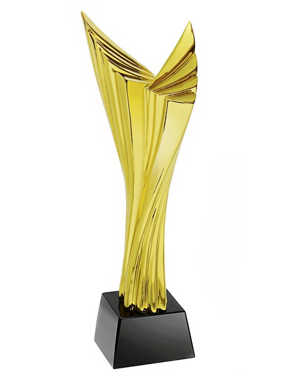 QRX006-G Statueta odlewana WINGS AWARD w ozdobnym etui GIFTBOX / kryształowy postument, wysokość H-280mm, W-80mm