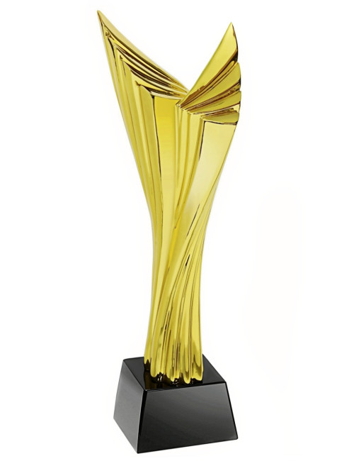 QRX006-G Statueta odlewana WINGS AWARD w ozdobnym etui GIFTBOX / kryształowy postument, wysokość H-280mm, W-80mm