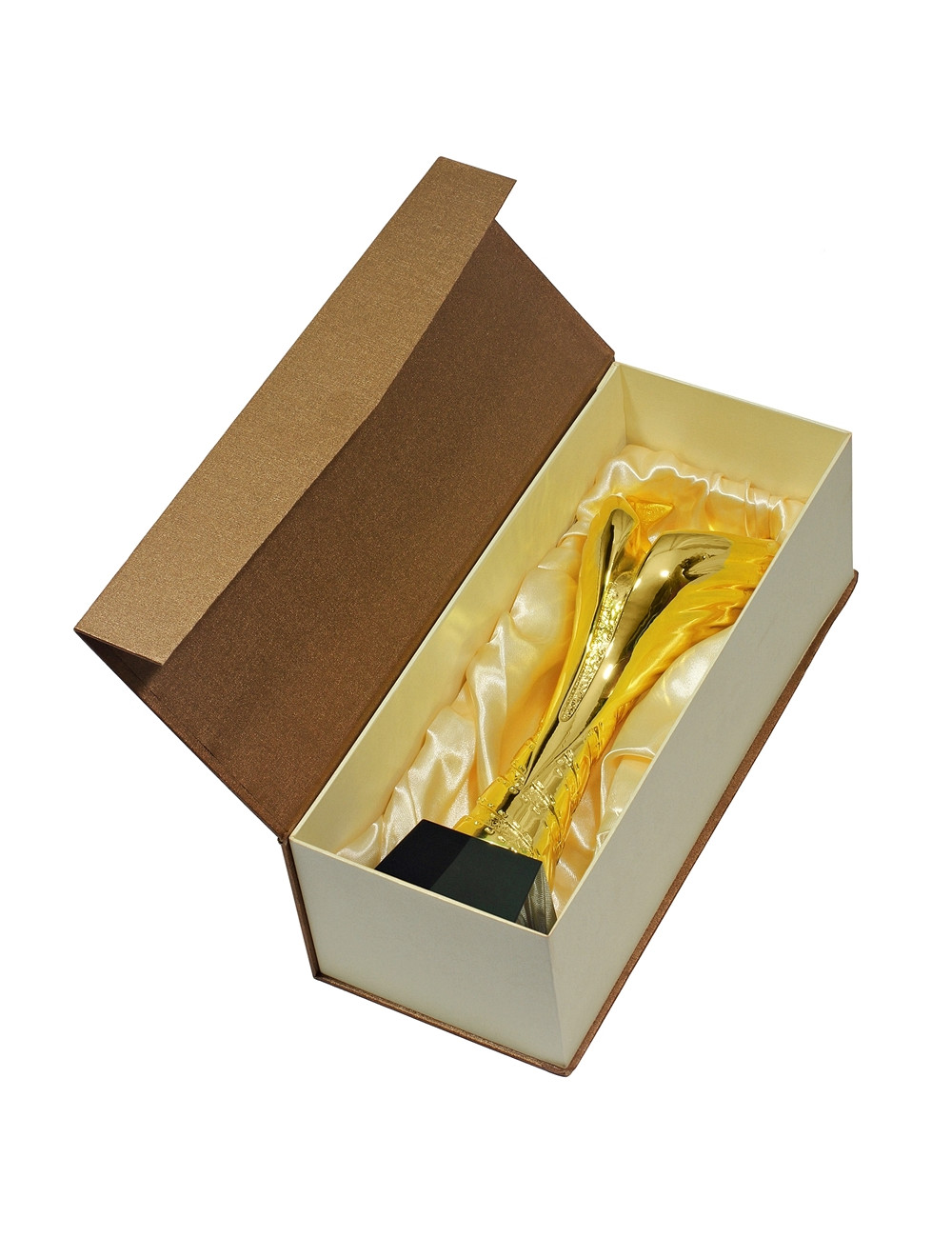 QRX006-G Statueta odlewana WINGS AWARD w ozdobnym etui GIFTBOX / kryształowy postument, wysokość H-280mm, W-80mm