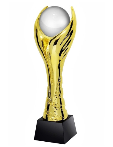 QRX012-G Statueta odlewana ZŁOTA KULA / WINGED PEARL w ozdobnym etui GIFTBOX GOLD / kryształowy postument, wysokość H-300mm, W-1