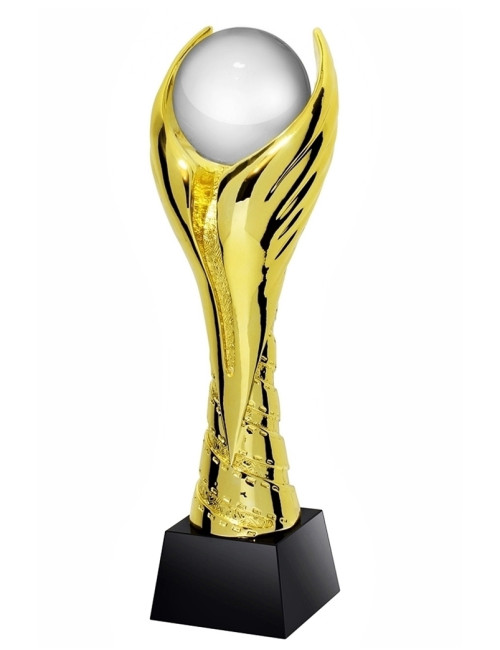 QRX012-G Statueta odlewana ZŁOTA KULA / WINGED PEARL w ozdobnym etui GIFTBOX GOLD / kryształowy postument, wysokość H-300mm, W-1