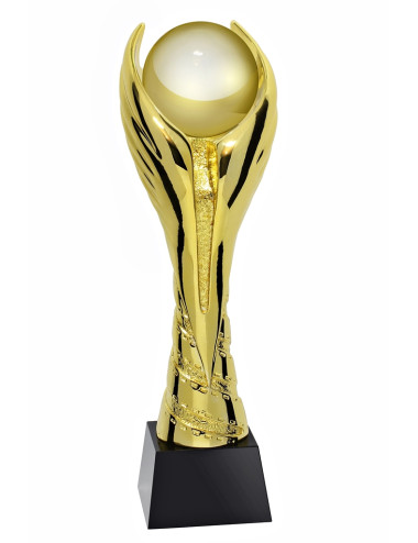 QRX012-G Statueta odlewana ZŁOTA KULA / WINGED PEARL w ozdobnym etui GIFTBOX GOLD / kryształowy postument, wysokość H-300mm, W-1