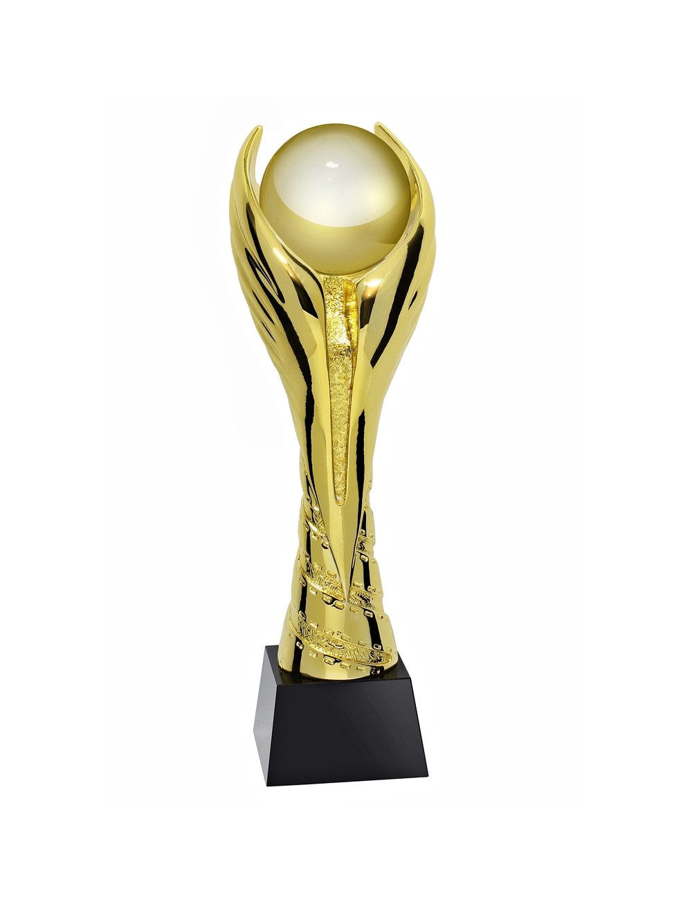 QRX012-G Statueta odlewana ZŁOTA KULA / WINGED PEARL w ozdobnym etui GIFTBOX GOLD / kryształowy postument, wysokość H-300mm, W-1