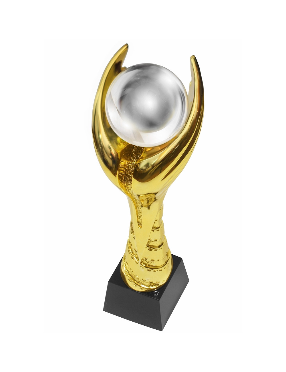 QRX012-G Statueta odlewana ZŁOTA KULA / WINGED PEARL w ozdobnym etui GIFTBOX GOLD / kryształowy postument, wysokość H-300mm, W-1