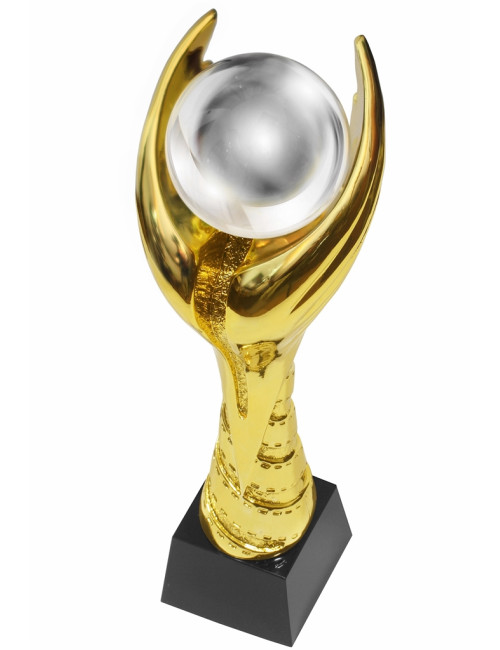 QRX012-G Statueta odlewana ZŁOTA KULA / WINGED PEARL w ozdobnym etui GIFTBOX GOLD / kryształowy postument, wysokość H-300mm, W-1