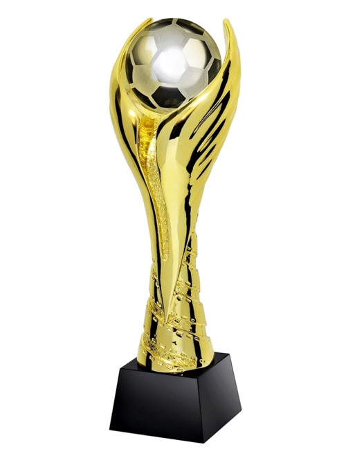 QRX015-G Statueta odlewana WINGED SOCCER piłka nożna w ozdobnym etui GIFTBOX GOLD / kryształowy postument, wysokość H-300mm, W-1