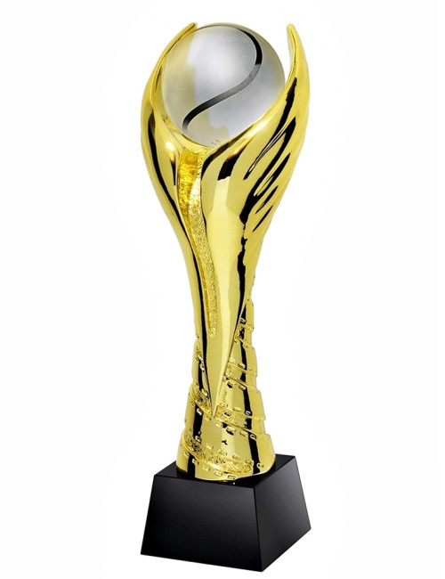 QRX018-G Statueta odlewana WINGED TENIS tenis ziemny w ozdobnym etui GIFTBOX GOLD / kryształowy postument, wysokość H-300mm, W-1