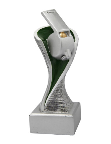 RGX030  Statuetka - piłka nożna "sędzia" - seria GROOVE,  H-145mm, W-80mm (tab.50x20 mm)