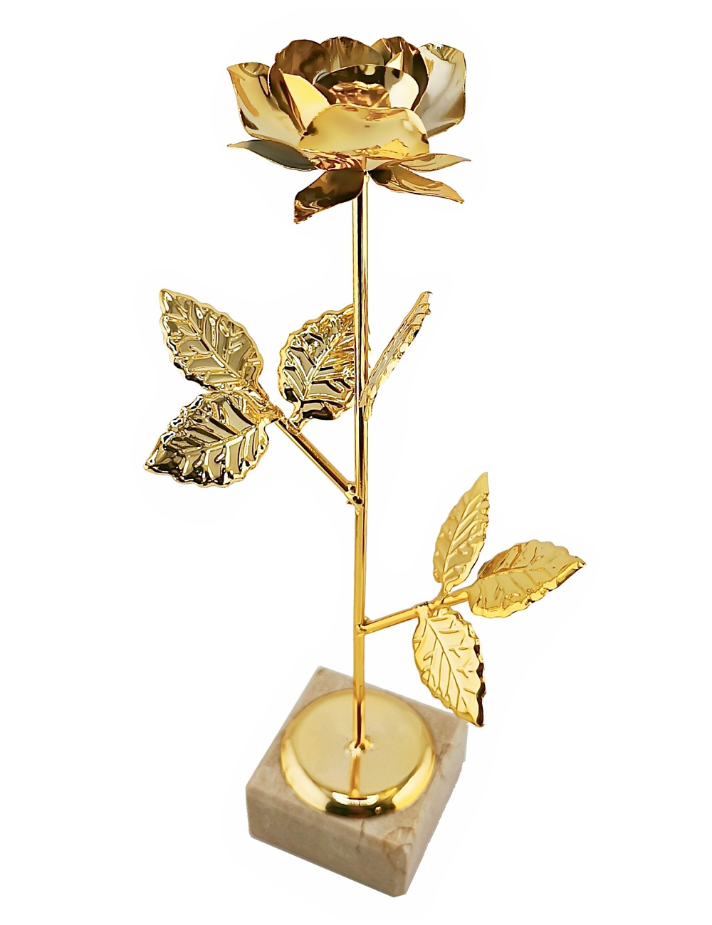 ROSE-G-NEW   Trofeum metalowe - RÓŻA w etui, kolor złoty, wysokość H-290mm (tab.60x25 mm/ MX421) + GIFTBOX