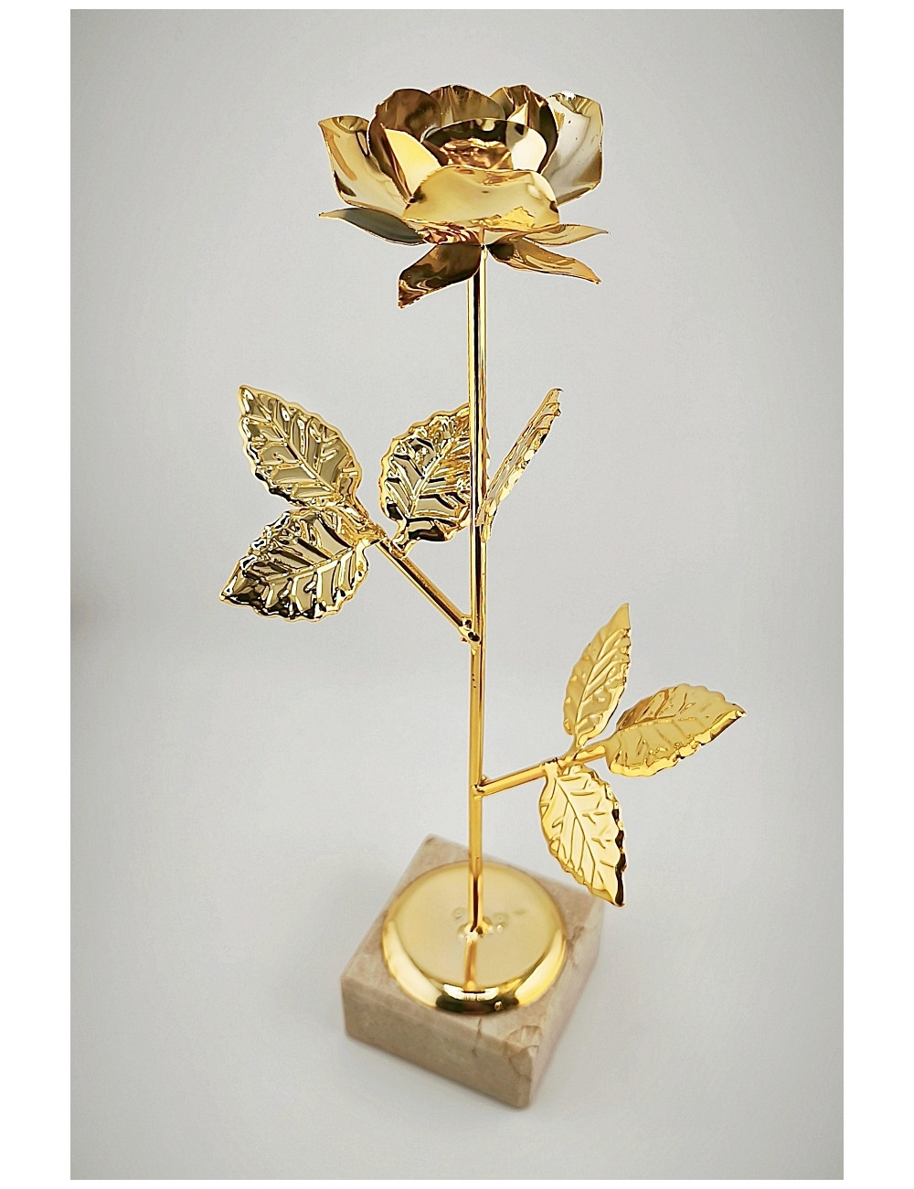 ROSE-G-NEW   Trofeum metalowe - RÓŻA w etui, kolor złoty, wysokość H-290mm (tab.60x25 mm/ MX421) + GIFTBOX