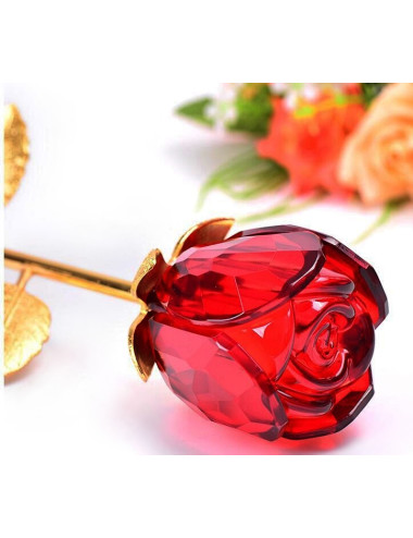 ROSE-GLASS (tulip)  Trofeum szklane - RÓŻA (tulip), kolor złoto-czerwony, wysokość H-300mm + GIFTBOX