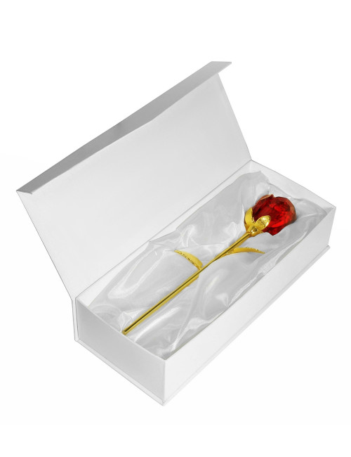 ROSE-GLASS (tulip)  Trofeum szklane - RÓŻA (tulip), kolor złoto-czerwony, wysokość H-300mm + GIFTBOX
