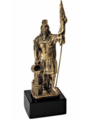 RX008  Statueta odlewana Św. Florian na postumencie  W-130mm x H-325mm (tab. 95x35 mm)