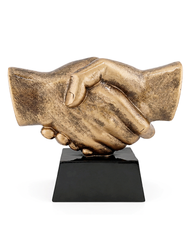 RX009  Statueta odlewana UŚCISK DŁONI mały, wysokość H-115mm, W-135m, tab. 60/70x28mm,  SMALL HANDSHAKE 