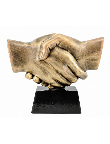 RX010  Statueta odlewana UŚCISK DŁONI duży, wysokość H-145mm, W-170mm, tab. 70/80x35mm, HANDSHAKE 