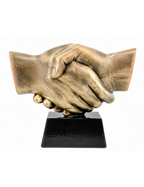 RX010  Statueta odlewana UŚCISK DŁONI duży, wysokość H-145mm, W-170mm, tab. 70/80x35mm, HANDSHAKE 