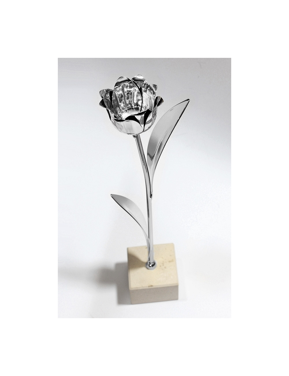 TULIP-S  Trofeum metalowe - TULIPAN, kolor srebrny, wysokość H-300mm ( tab.50x35 mm/ MX430) 
