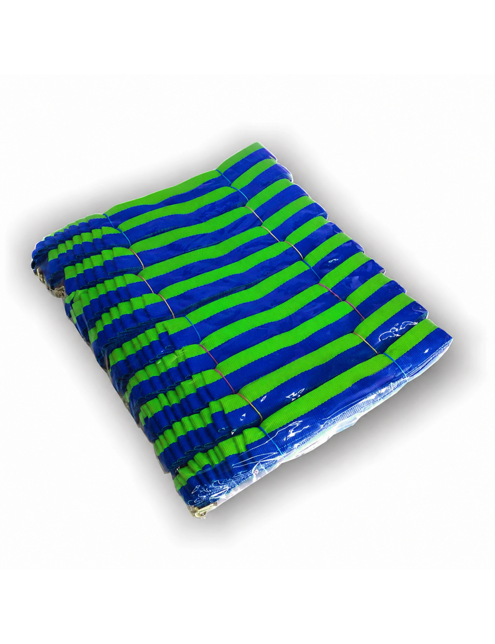 V2-BL/GREEN  Wstążka do medali NIEBIESKO-ZIELONA, szerokość 22mm, długość 82cm, złoty karabińczyk