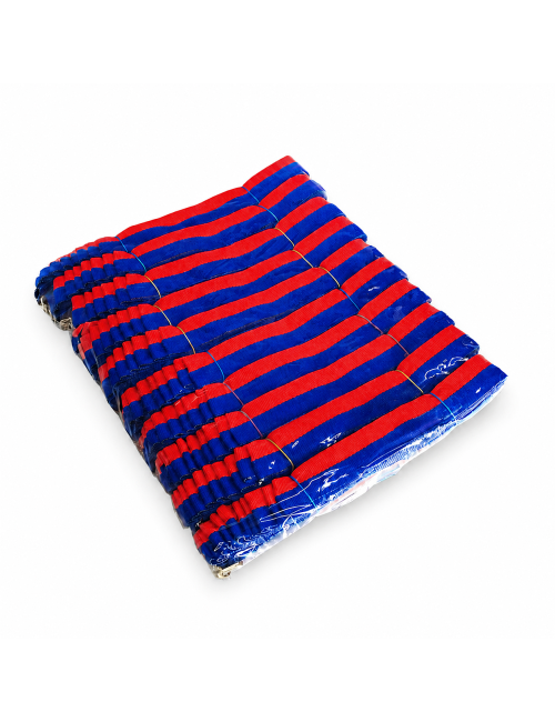 V2-BL/RED  Wstążka do medali NIEBIESKO-CZERWONA, szerokość 22mm, długość 82cm, złoty karabińczyk