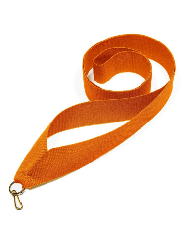 V2-ORANGE-zestaw 10szt  Wstążka do medali POMARAŃCZOWA, szerokość 22mm, długość 82cm, złoty karabińczyk