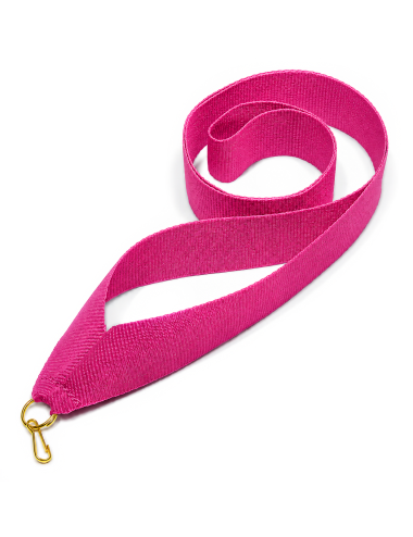 V2-PINK  Wstążka do medali RÓŻOWA, szerokość 22mm, długość 82cm, złoty karabińczyk