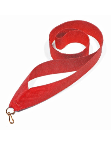 V2-R-zestaw 10szt  Wstążka do medali CZERWONA, szerokość 22mm, długość 82cm, złoty karabińczyk