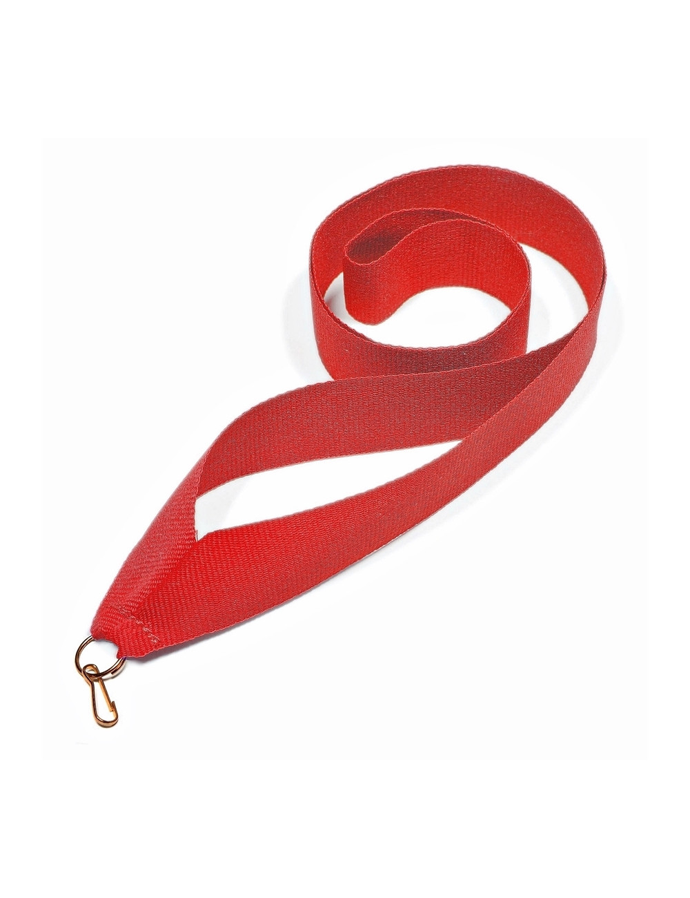 V2-R-zestaw 10szt  Wstążka do medali CZERWONA, szerokość 22mm, długość 82cm, złoty karabińczyk