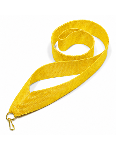V2-YELLOW  Wstążka do medali ŻÓŁTA, szerokość 22mm, długość 82cm, złoty karabińczyk