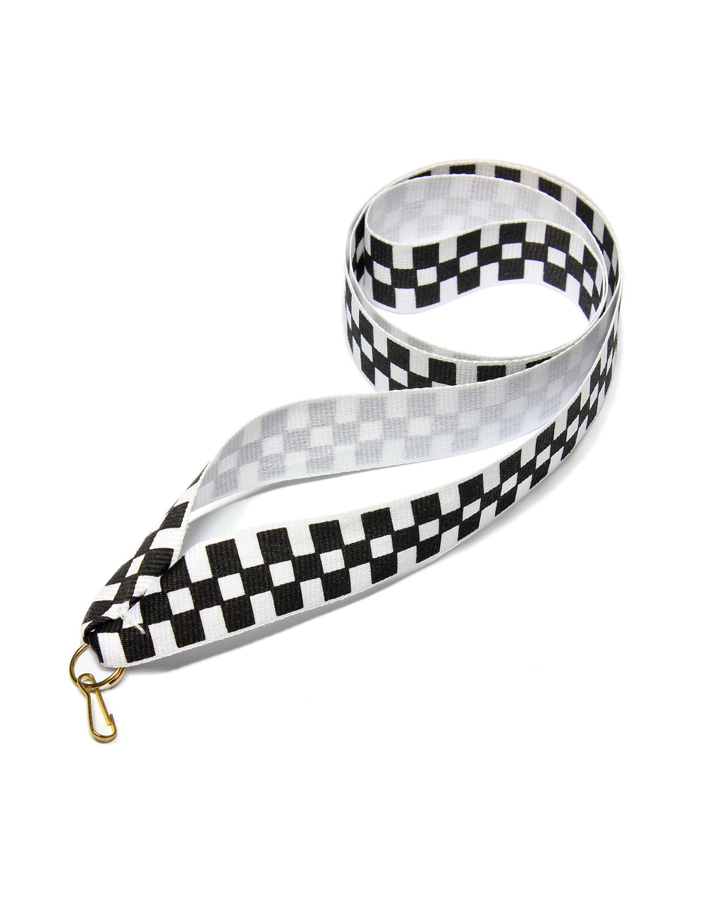 V45-RACING  Wstążka do medali SZACHOWNICA, szerokość 22mm, długość 82cm, złoty karabińczyk
