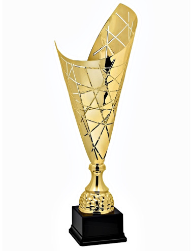 X1004A  Puchar metalowy LASERCUP CRISS-CROSS - kolor złoty, H-660 mm  R-200 mm (tab. 105x50 mm / GBX12)