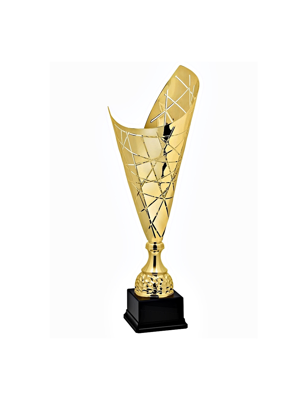 X1004C  Puchar metalowy LASERCUP CRISS-CROSS - kolor złoty, H-560 mm  R-160 mm (tab. 85x42 mm / GBX10) • X1004-seria