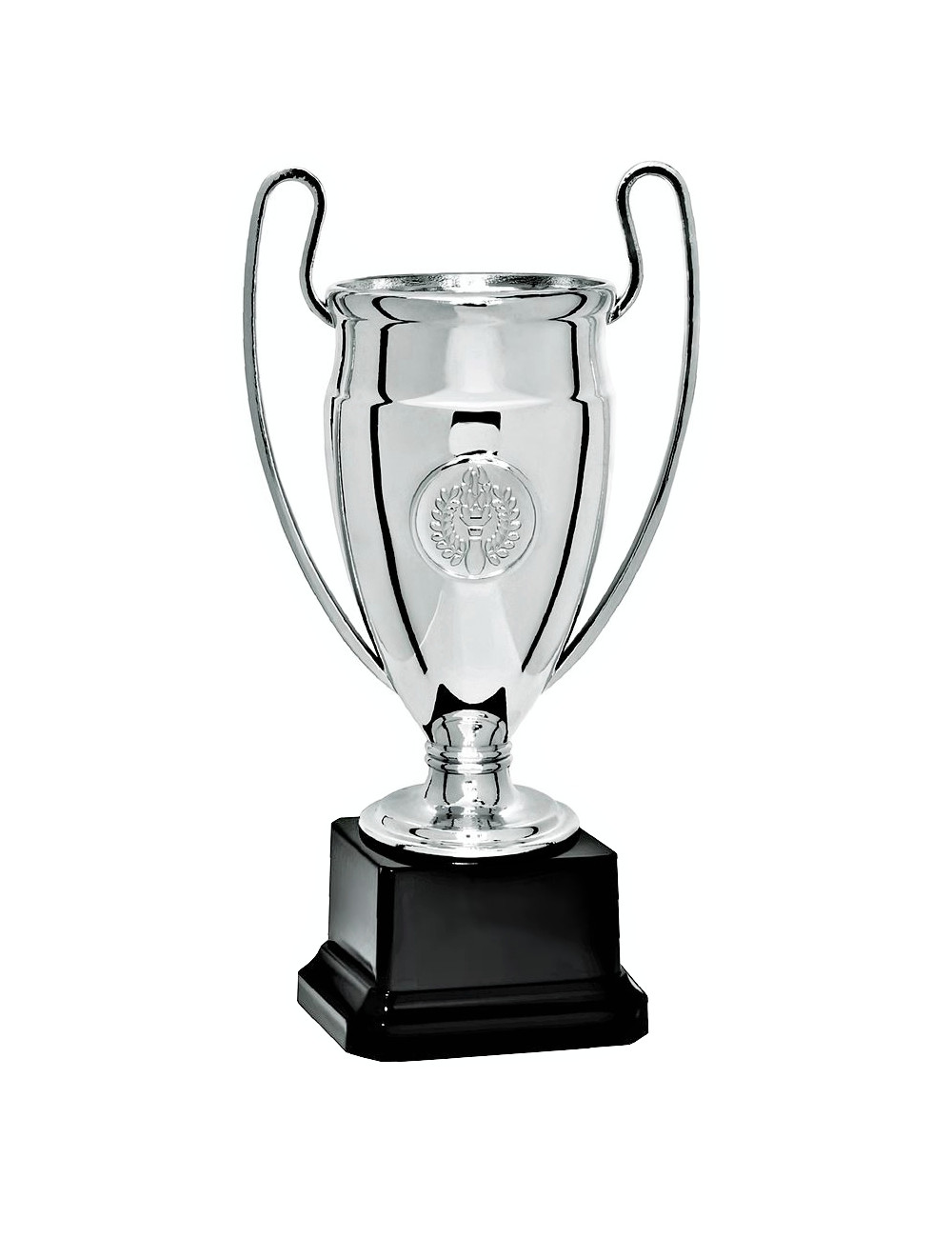X101-B  Puchar plastikowy - CHAMPION - kolor srebrny,  insert 25mm, wysokość H-172mm R-60mm (tab. 44x25 mm)