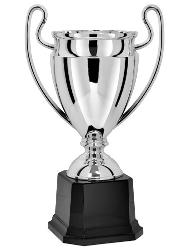 X112-A   Puchar plastikowy - CHAMPION - kolor srebrny,  H-220mm R-80mm (tab. 50x30 mm)