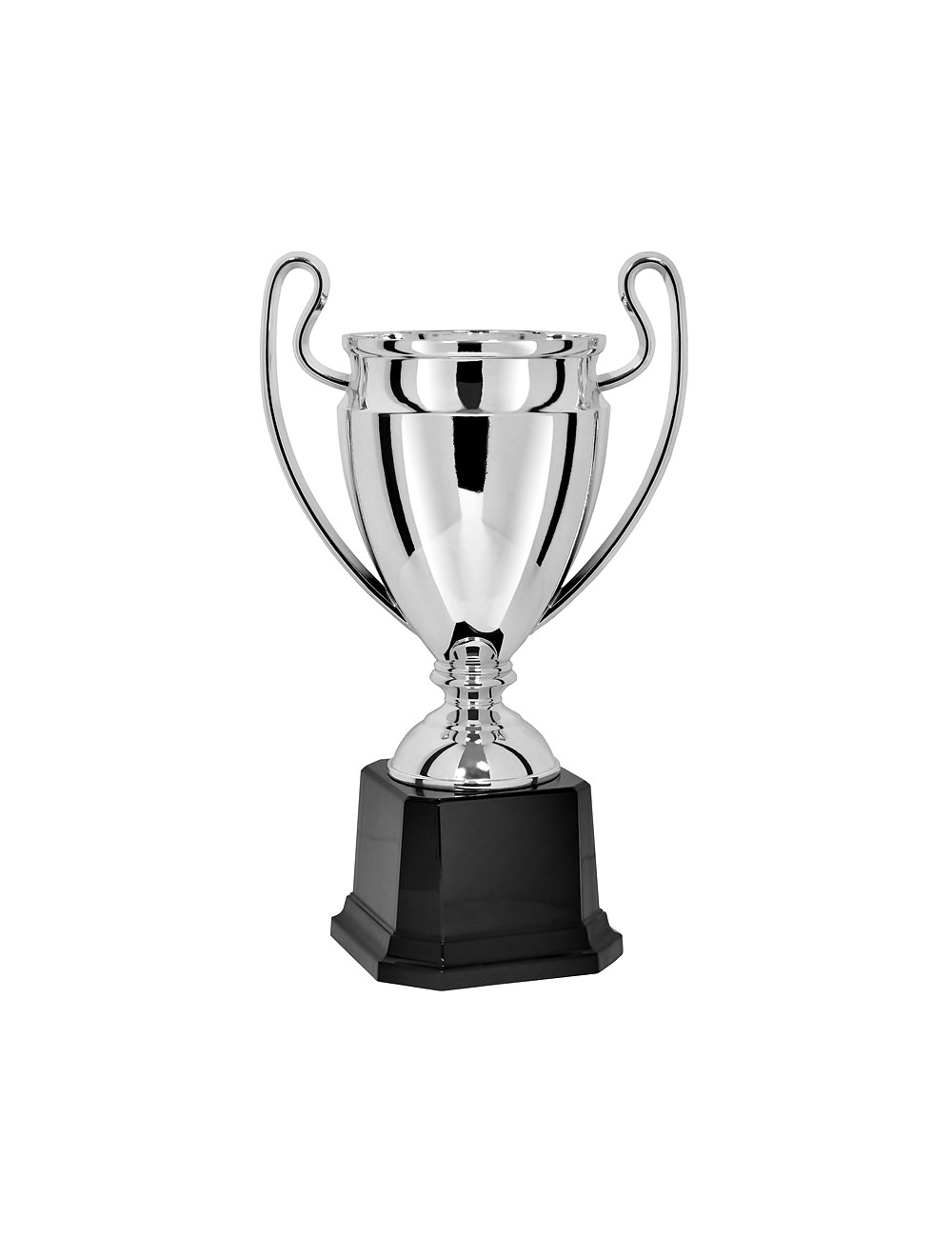X112-A   Puchar plastikowy - CHAMPION - kolor srebrny,  H-220mm R-80mm (tab. 50x30 mm)
