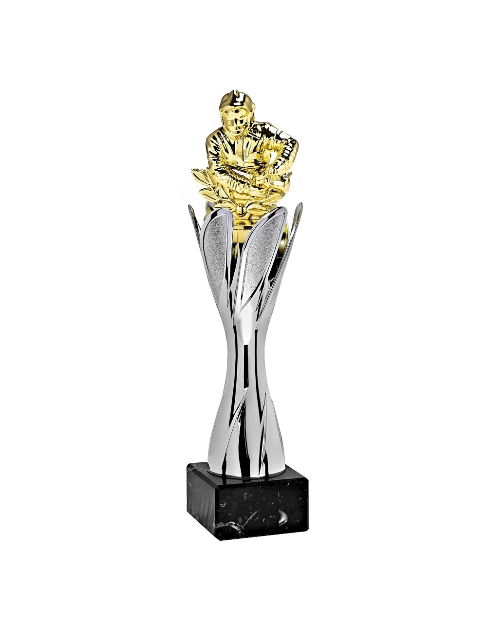 X123-PX33  Statuetka strażak - TWIST - kolor srebrno-złoty, wysokość H-250mm, (tab. 50x25 mm / MX420)