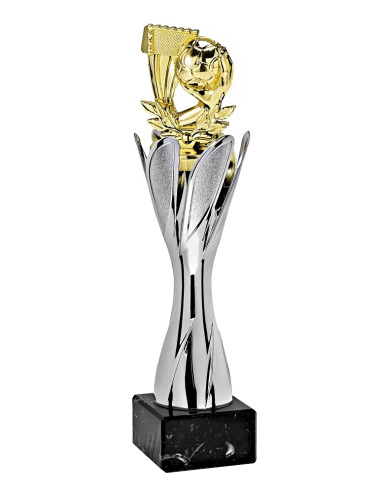 X123-PX35  Statuetka piłka ręczna - TWIST - kolor srebrno-złoty, wysokość H-250mm, (tab. 50x25 mm / MX420)