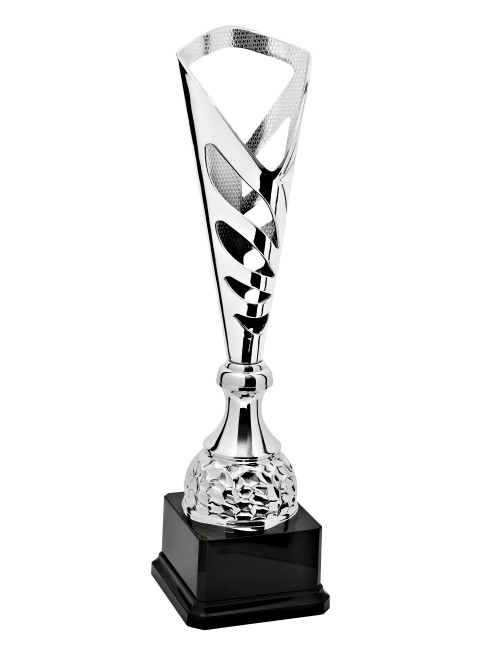 X144-S  Puchar plastikowy TOP - kolor srebrny H-340 mm W-90 mm (tab. 60x30 mm / GBX07)