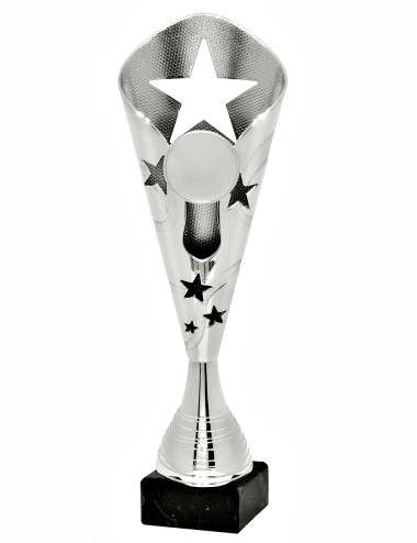 X176-S  Puchar plastikowy STAR - kolor srebrny, wysokość H-380mm W-120mm (tab. 70x25 mm / MX422)